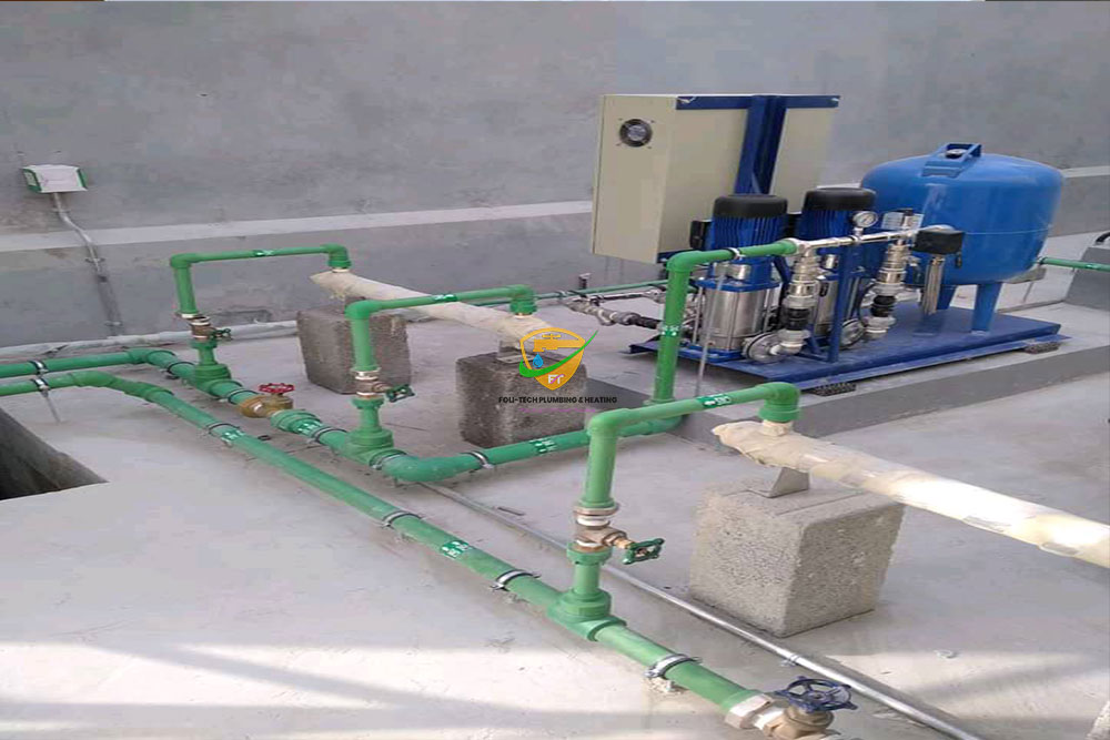 Professional water pump installation in Ghana by Foli-Tech Plumbing & Heating – reliable plumbing systems for homes and businesses